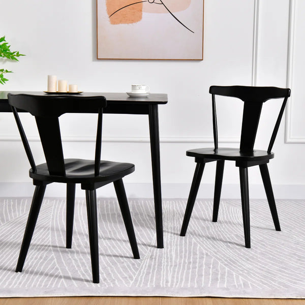 Brannagh 19.3" Wide Modern Scandinavian Solid Wood Dining Chair Y-Shaped Backrest (Set of 2)  Wooden Bazar