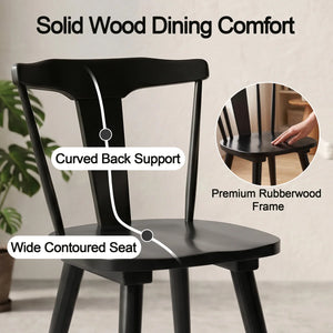 Brannagh 19.3" Wide Modern Scandinavian Solid Wood Dining Chair Y-Shaped Backrest (Set of 2)  Wooden Bazar