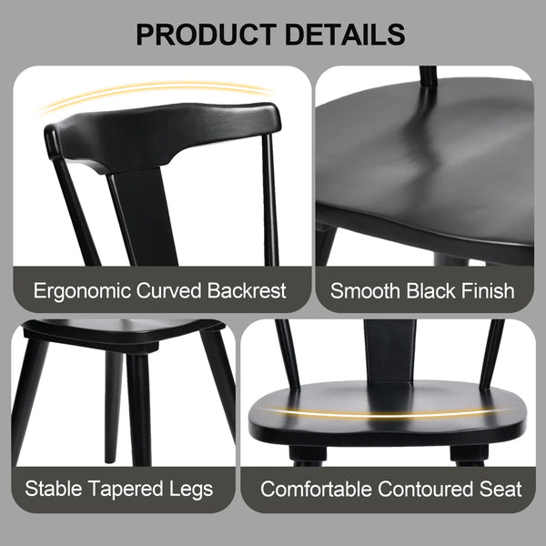 Brannagh 19.3" Wide Modern Scandinavian Solid Wood Dining Chair Y-Shaped Backrest (Set of 2)  Wooden Bazar