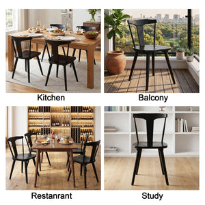 Brannagh 19.3" Wide Modern Scandinavian Solid Wood Dining Chair Y-Shaped Backrest (Set of 2)  Wooden Bazar