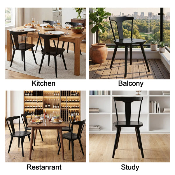 Brannagh 19.3" Wide Modern Scandinavian Solid Wood Dining Chair Y-Shaped Backrest (Set of 2)  Wooden Bazar