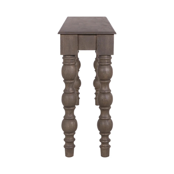 Braydan 56" Solid Wood Console Table with Hand-Turned Legs in Coffee Brown for Entryway & Living Room  Wooden Bazar