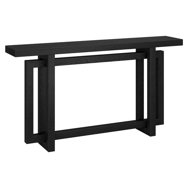 Breslow Rectangular Console Table with Black Grain Finish  Wooden Bazar