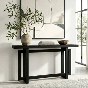 Breslow Rectangular Console Table with Black Grain Finish  Wooden Bazar