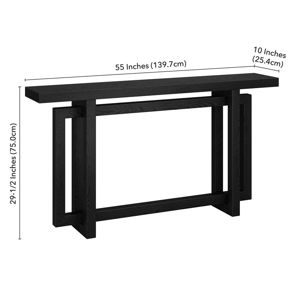 Breslow Rectangular Console Table with Black Grain Finish  Wooden Bazar