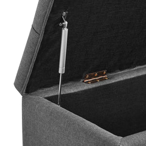 Linen Upholstered Storage Bench - Wooden Bazar