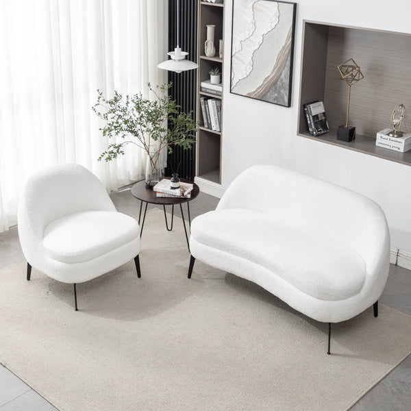 Corduroy Loveseat Small Couch Armless Chair with Rubberwood Legs Wooden Bazar