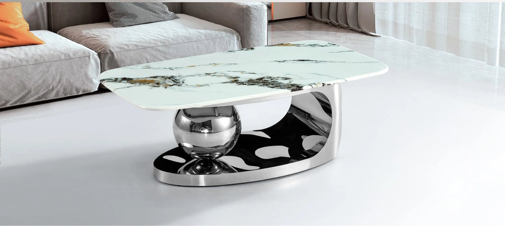 Numera Modern Marble Top Center Table - Wooden Bazar