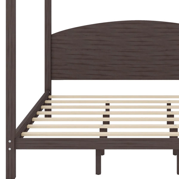 Platform Bed with Headboard and Support Legs - Wooden Bazar