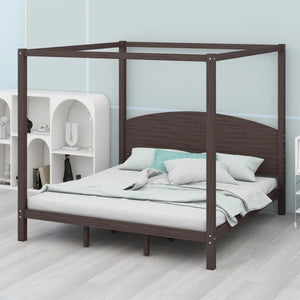 Platform Bed with Headboard and Support Legs - Wooden Bazar