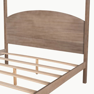 Platform Bed with Headboard and Support Legs - Wooden Bazar