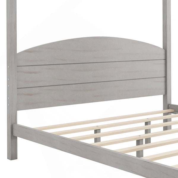 Platform Bed with Headboard and Support Legs - Wooden Bazar