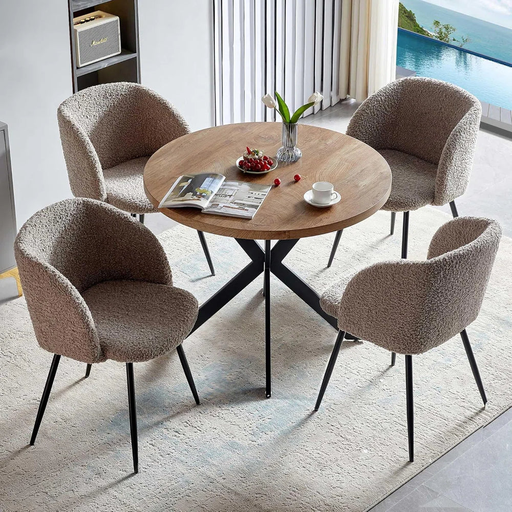Kartavya Round Pedestal Dining Table Set - Wooden Bazar
