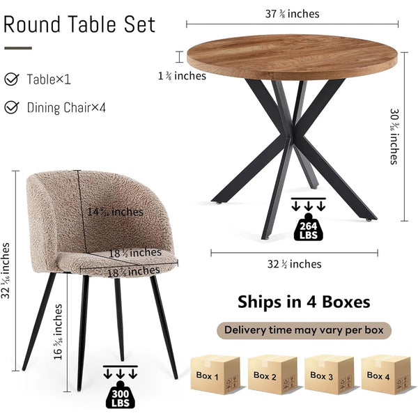 Kartavya Round Pedestal Dining Table Set - Wooden Bazar