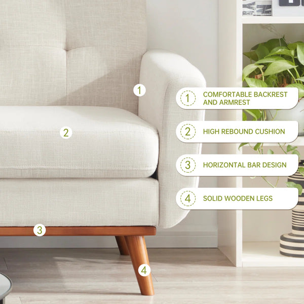 Keskate Square Arm Loveseat - Wooden Bazar