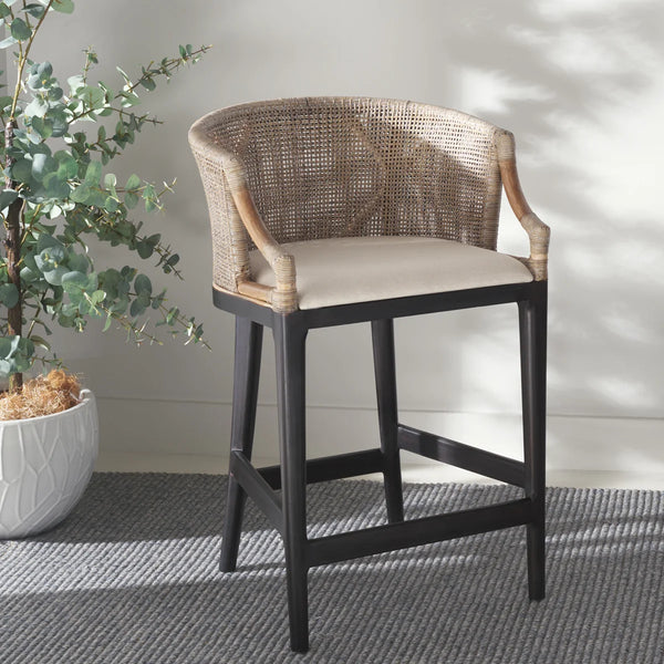 Carneshia Upholstered Counter Stool with Solid Wood Frame  Wooden Bazar
