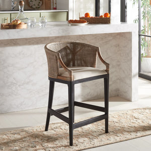 Carneshia upholstered counter stool with solid wood frame