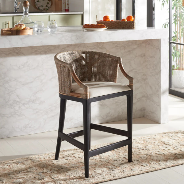 Carneshia upholstered counter stool with solid wood frame