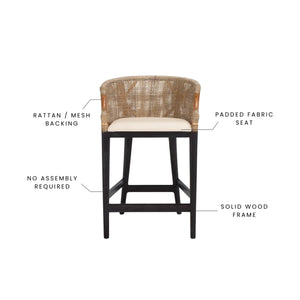 Carneshia Upholstered Counter Stool with Solid Wood Frame  Wooden Bazar