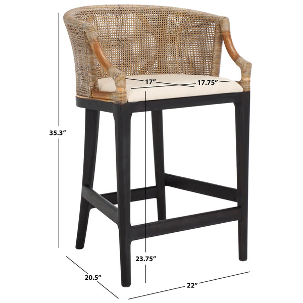 Carneshia Upholstered Counter Stool with Solid Wood Frame  Wooden Bazar