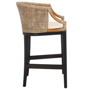 Carneshia Upholstered Counter Stool with Solid Wood Frame  Wooden Bazar
