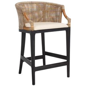 Carneshia Upholstered Counter Stool with Solid Wood Frame  Wooden Bazar