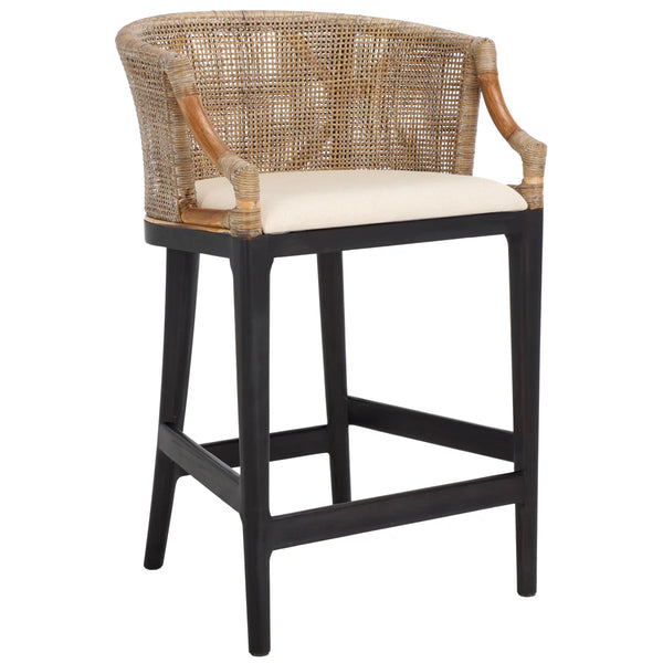 Carneshia Upholstered Counter Stool with Solid Wood Frame  Wooden Bazar