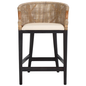 Carneshia Upholstered Counter Stool with Solid Wood Frame  Wooden Bazar