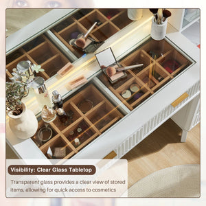 Carsin 48" W Engineered Wood Makeup Vanity with Lighted Mirror  Wooden Bazar