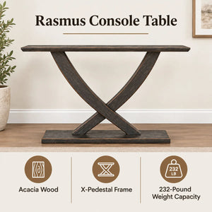 Solid Wood Top Console Table for Entryway, Hallway & Living Room – Modern Accent Table  Wooden Bazar