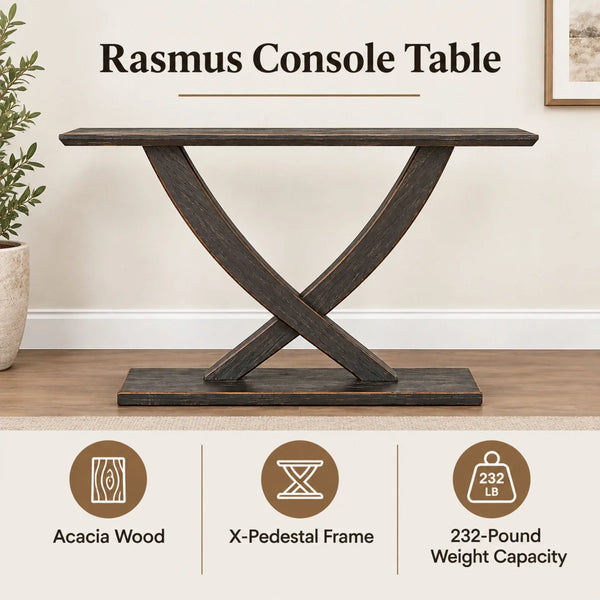 Solid Wood Top Console Table for Entryway, Hallway & Living Room – Modern Accent Table  Wooden Bazar