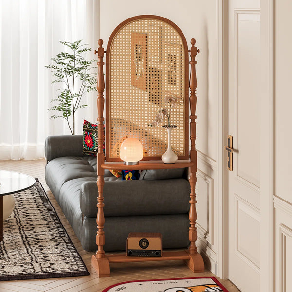 Charrelle 4-Panel Folding Rattan Room Divider  Wooden Bazar
