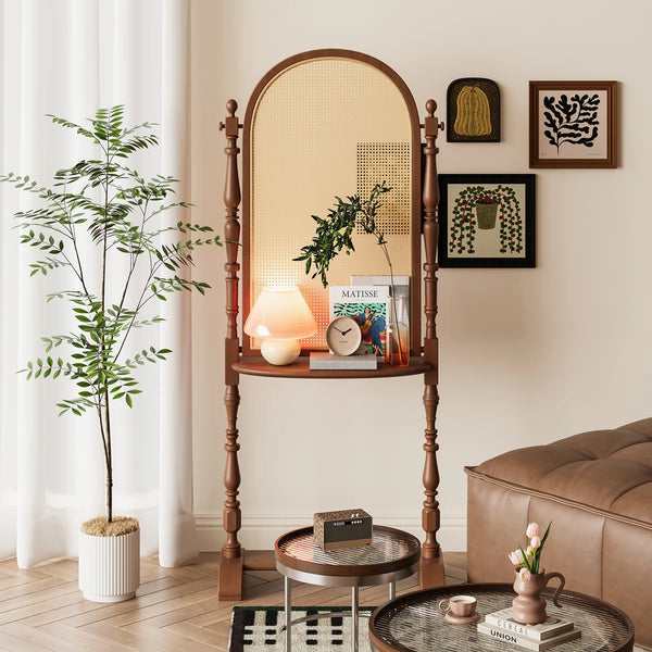 Charrelle 4-Panel Folding Rattan Room Divider  Wooden Bazar