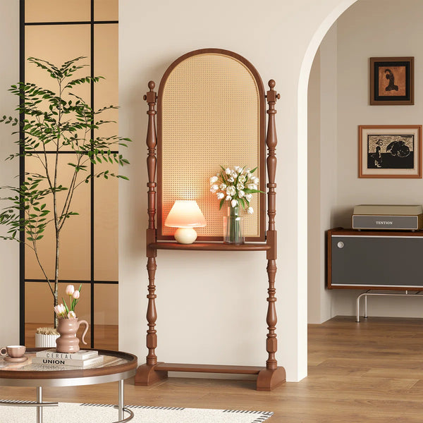 Charrelle 4-Panel Folding Rattan Room Divider  Wooden Bazar