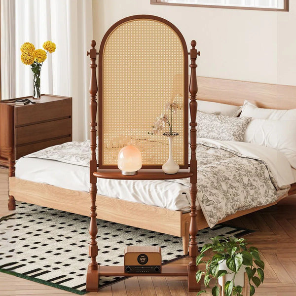 Charrelle 4-Panel Folding Rattan Room Divider  Wooden Bazar