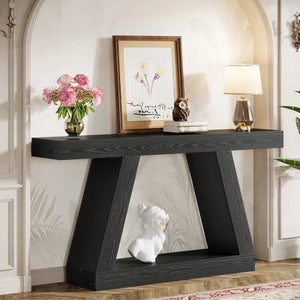 Chasidi Rectangular Pedestal Console Table, Modern Entryway & Sofa Table  Wooden Bazar