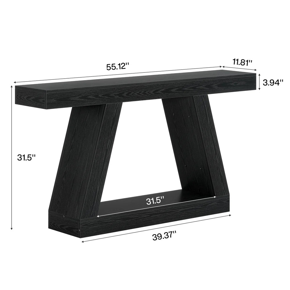 Chasidi Rectangular Pedestal Console Table, Modern Entryway & Sofa Table  Wooden Bazar