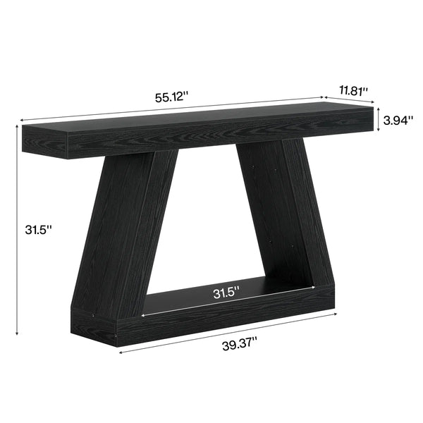 Chasidi Rectangular Pedestal Console Table, Modern Entryway & Sofa Table  Wooden Bazar