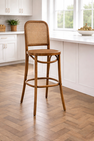 Harihar Rattan Cane Wooden Bar Stool - Wooden Bazar