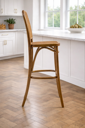 Harihar Rattan Cane Wooden Bar Stool - Wooden Bazar