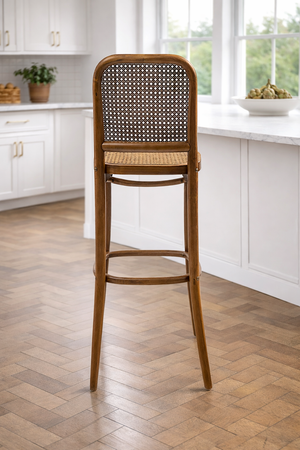 Harihar Rattan Cane Wooden Bar Stool - Wooden Bazar