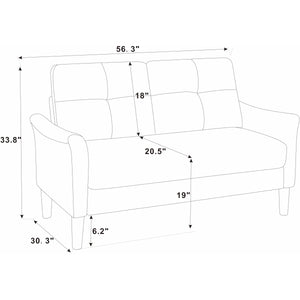 Chela 56.3" Loveseat Sofa  Wooden Bazar