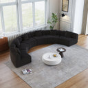 Chenille Curved Sectional Sofa With 6 Pillows  Wooden Bazar