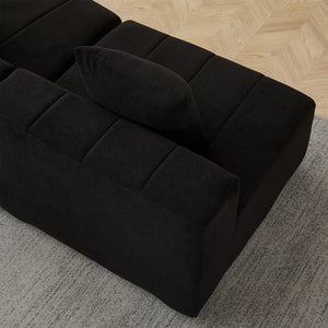 Chenille Curved Sectional Sofa With 6 Pillows  Wooden Bazar