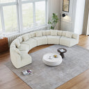 Chenille Curved Sectional Sofa With 6 Pillows  Wooden Bazar