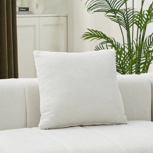 Chenille Curved Sectional Sofa With 6 Pillows  Wooden Bazar