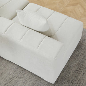 Chenille Curved Sectional Sofa With 6 Pillows  Wooden Bazar