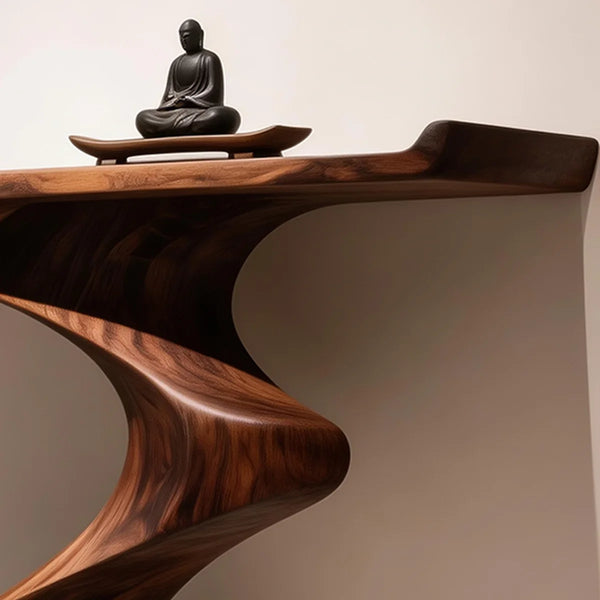 Chinese-Style Retro Brown Console Table with Minimalist Design for Entryway, Hallway & Living Room  Wooden Bazar