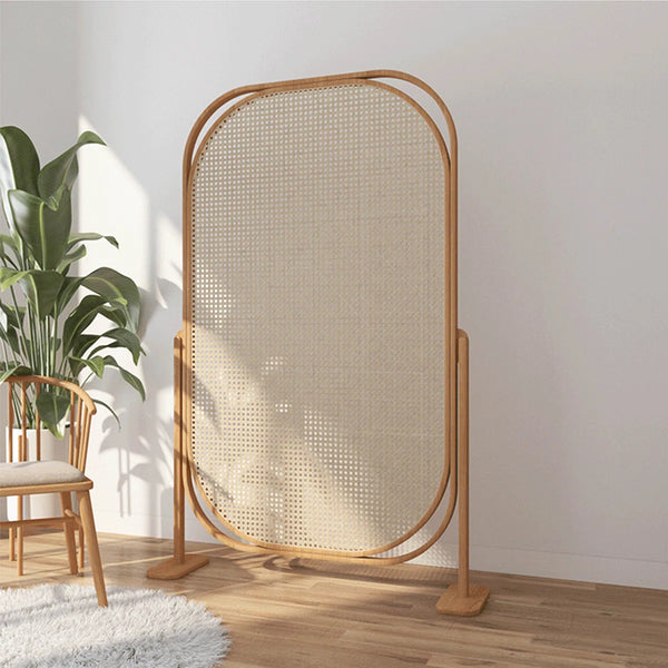 Christionna Folding Wood and Rattan Room Divider   Wooden Bazar