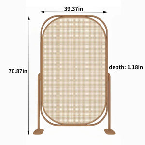 Christionna Folding Wood and Rattan Room Divider   Wooden Bazar
